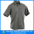 Men Short Sleeve Work Wear Cotton Gray Engineer Uniform Shirts